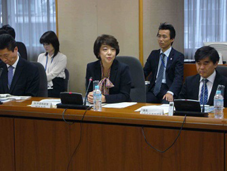 推進会議に出席する島尻大臣（写真）