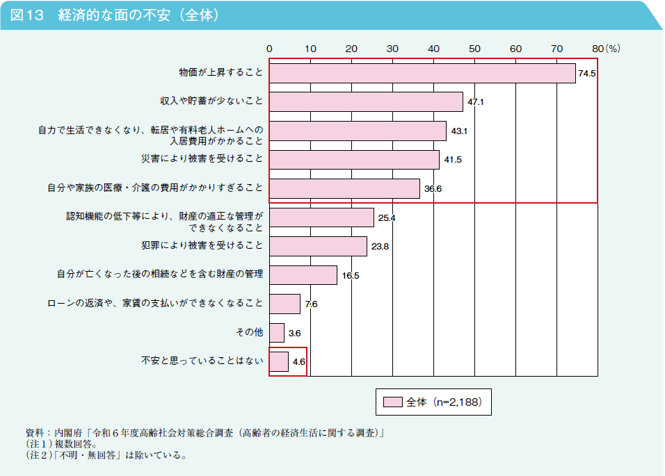 図13　経済的な面の不安（全体）