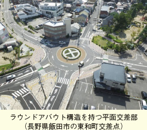 ラウンドアバウト構造を持つ平面交差部（長野県飯田市の東和町交差点）