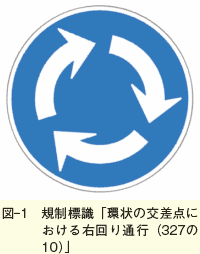図-1　規制標識「環状の交差点における右回り通行（327の10）」