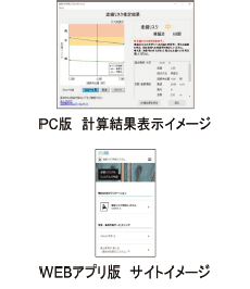 PC版 計算結果表示イメージ。WEBアプリ版 サイトイメージ