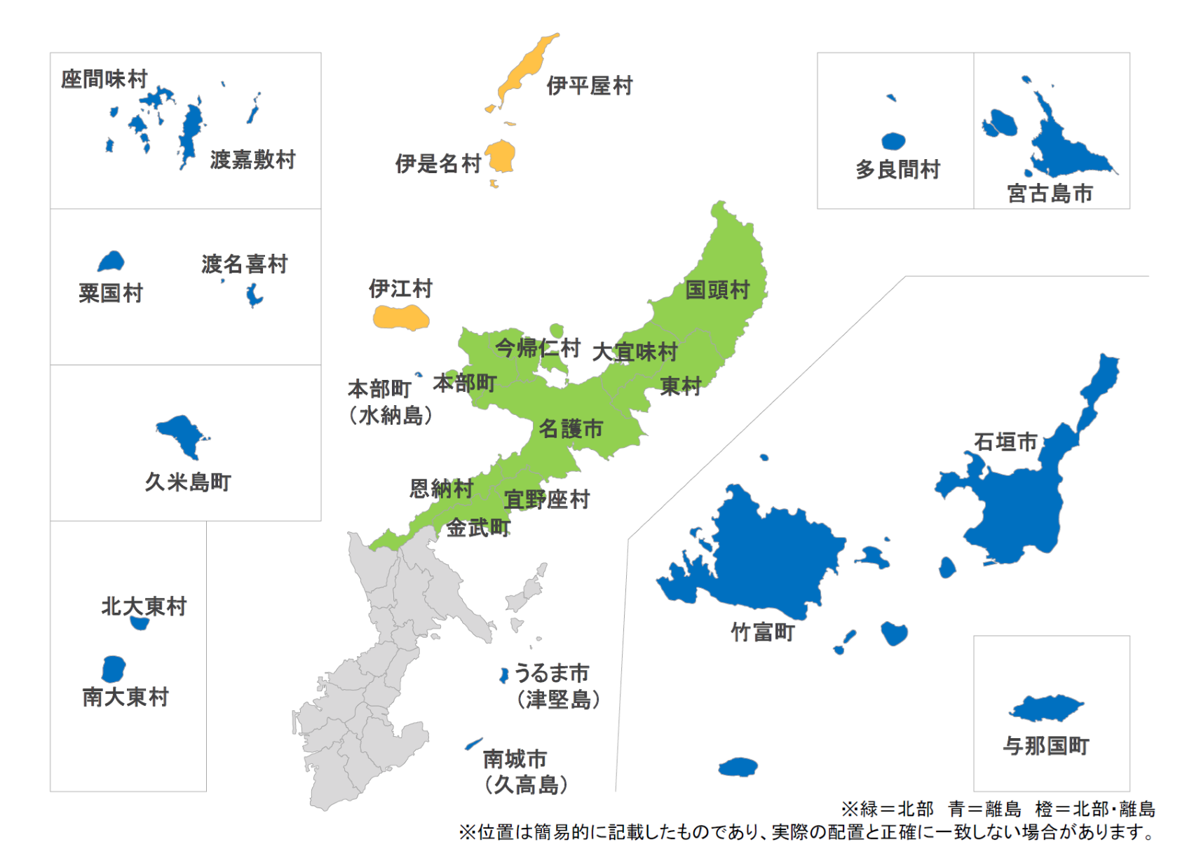 沖縄北部と離島の図