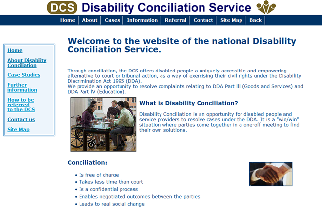 障害調停サービスウェブサイト　トップページの画面
