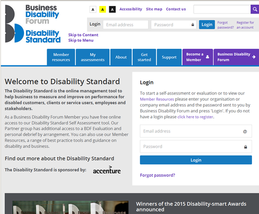 ビジネス障害フォーラムウェブサイト　障害基準紹介ページの画面