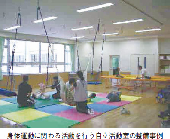 身体運動に関わる活動を行う自立活動室の整備事例